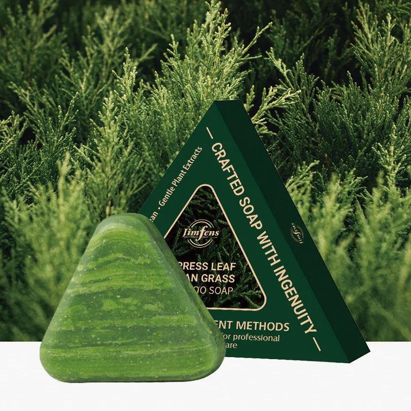 Green Shampoo Bar For Hair Growth Anti Hair Loss Control Oil & Dandruff Removal With Arborvitae & Usmania Herbs For Thicker Hair