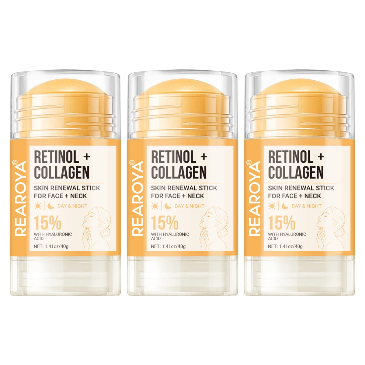 Retinol + Collagen Face Cream Neck Renewal Stick,Day and Night Hydrating Facial Lifting Firming Cream,Non-Greasy, Easy to Absorb