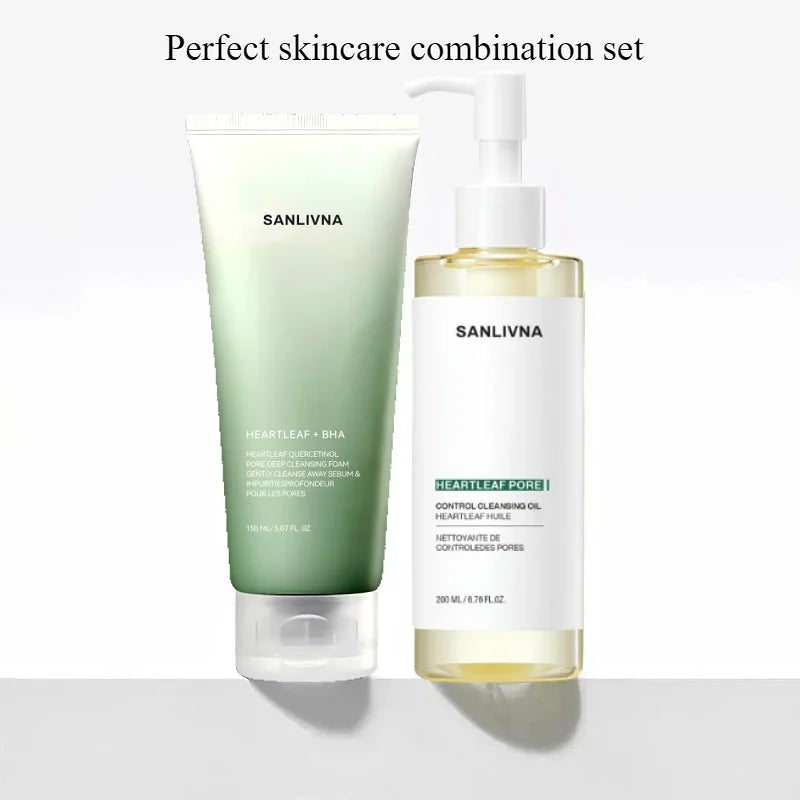 Korean Heartleaf Face Wash Cleaner Foam Deep Cleaning Pore Control Makeup Cleansing Oil Original Skincare Face Cleaning Sets