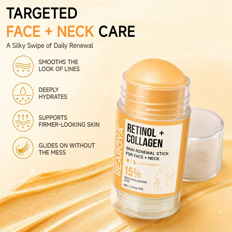 Retinol + Collagen Face Cream Neck Renewal Stick,Day and Night Hydrating Facial Lifting Firming Cream,Non-Greasy, Easy to Absorb