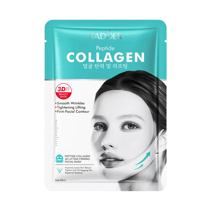 5pcs SADOER Peptide Collagen 3D Lifting Firming Facial Masks Moisturizing Anti-Aging Anti Wrinkles V-Face Shaping Face Mask