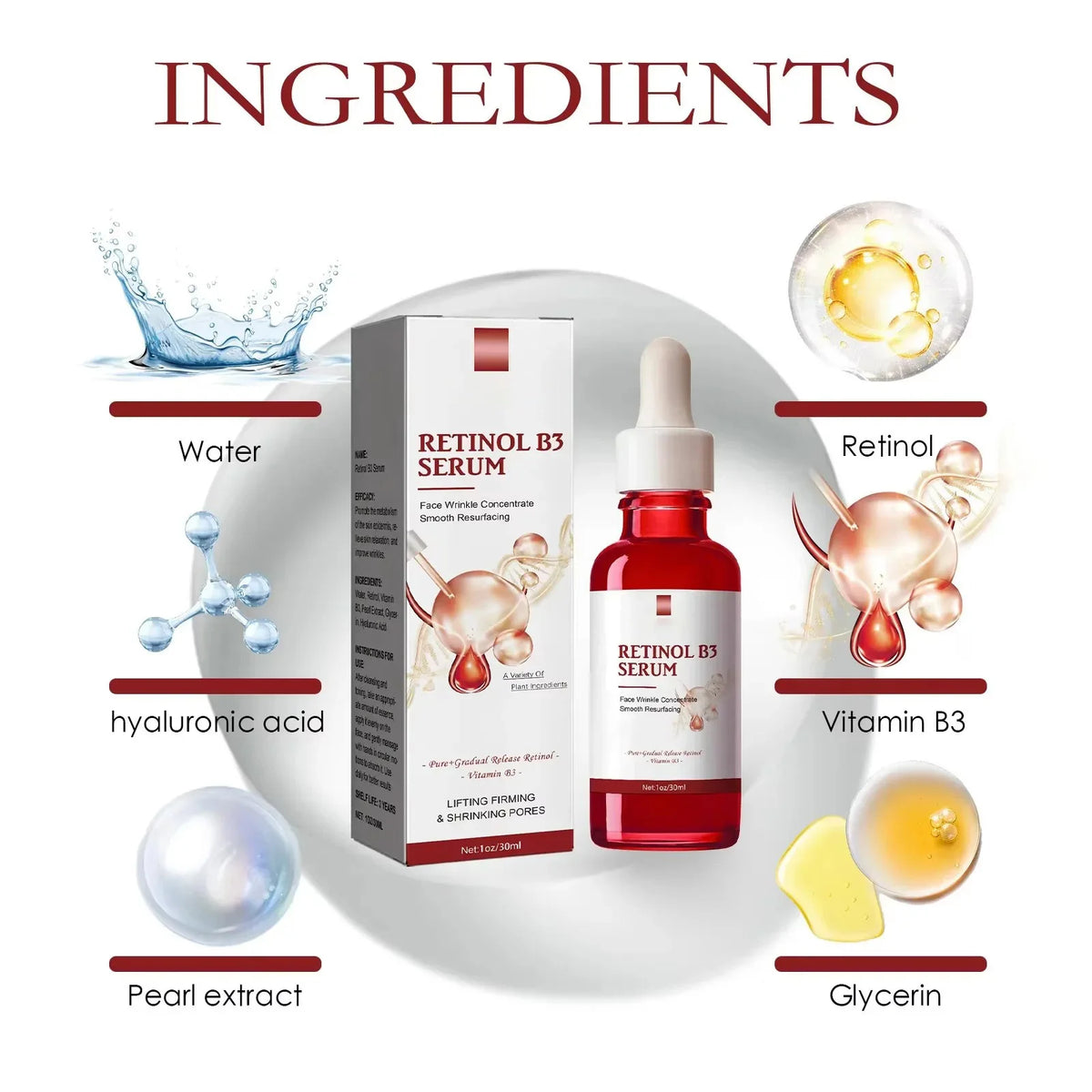 Retinol B3 Face Essence Deep Moisturizing Nourish Younger Fade Fine Line Lifting Firming Repair Smooth Tighten Serum Skin Care