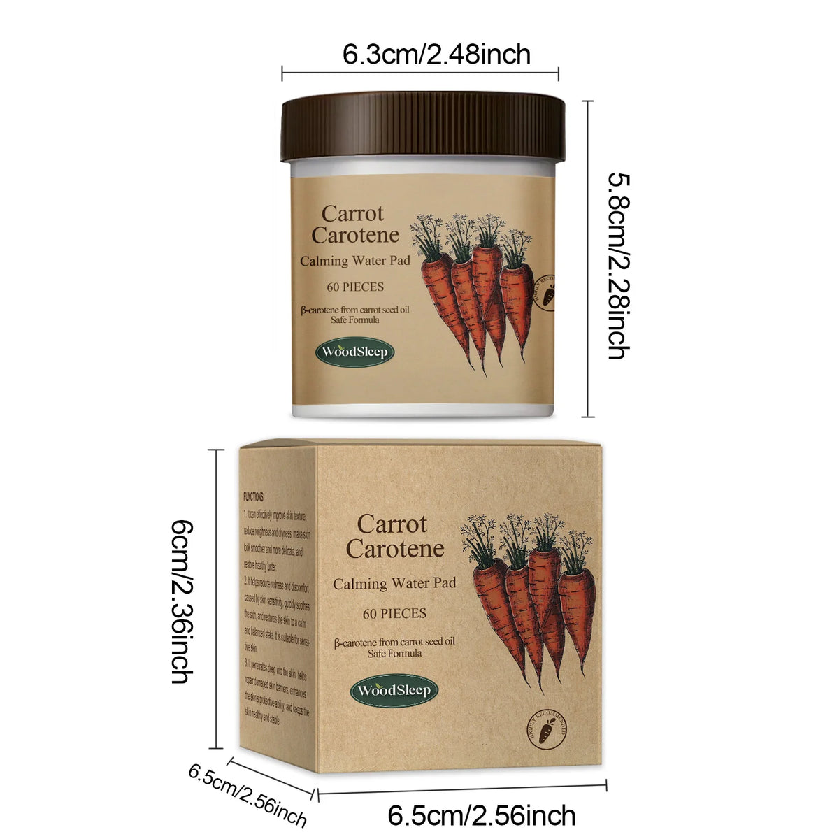 60PCS Carrot Carotene Face Pad Gentle Purifing Pores Moisturizing Refreshing Non-tight Soothing Redness Mild Face Cleaner Pad