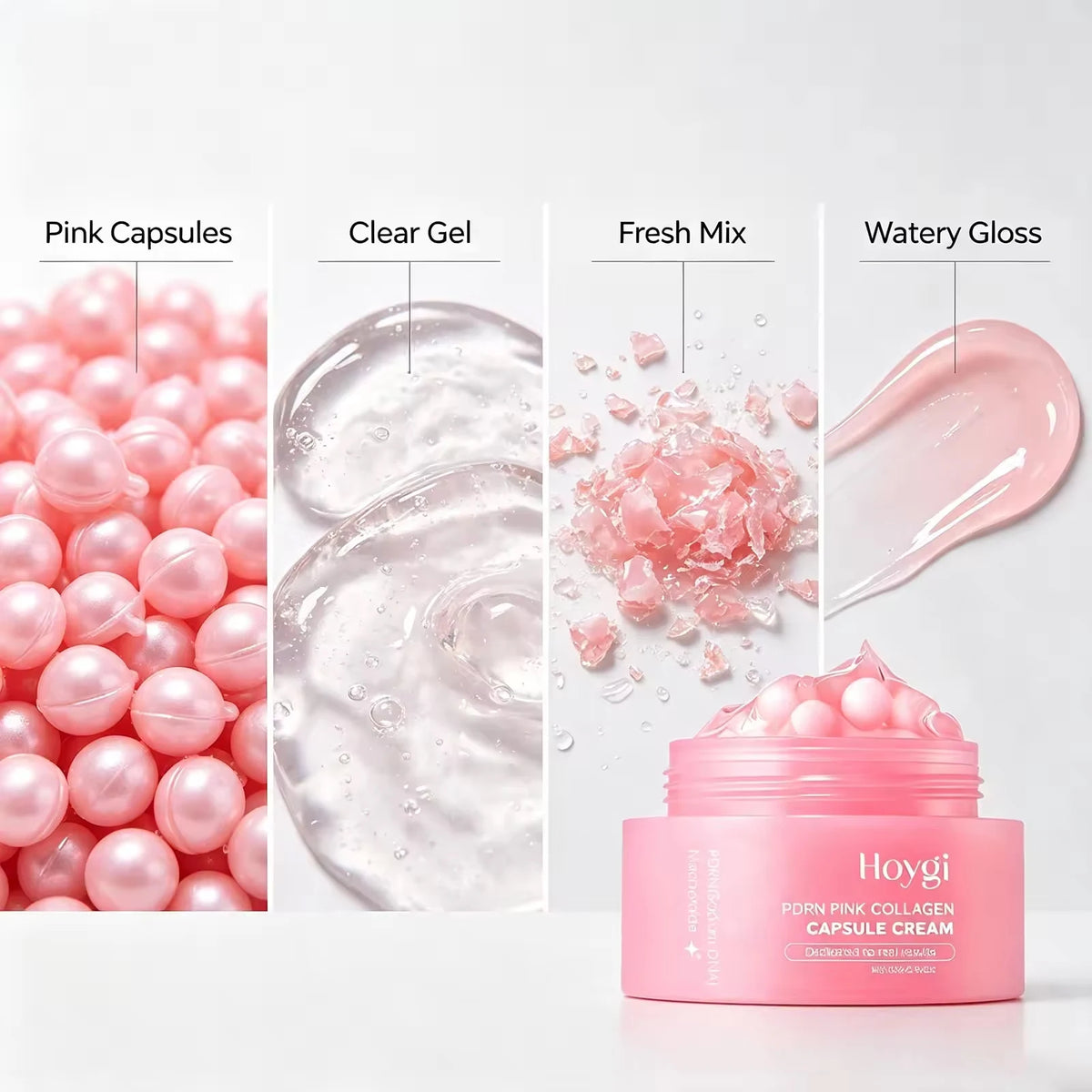 Korean PDRN Pink Collagen Capsule Cream Anti-Wrinkle Hydrating Moisturizer Cream Firming Brightening Skin Face Care Capsules