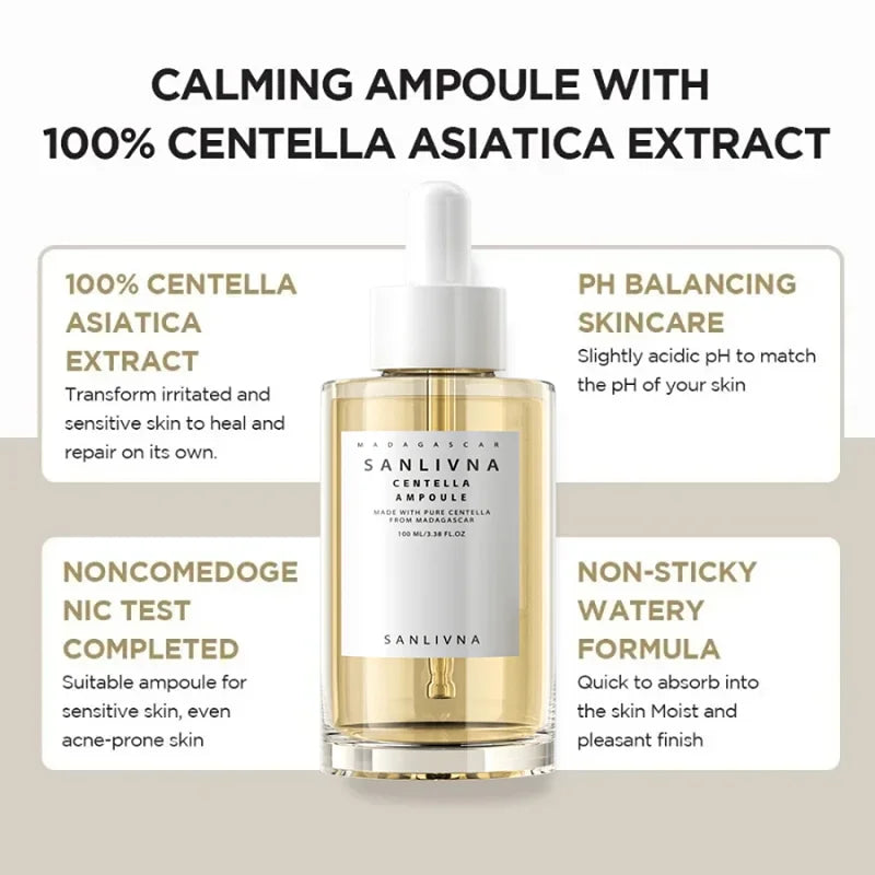 Korean Madagascar Centella Asiatica Ampoule Facial Serum,Soothes Acne Prone Moisturizing Repair Skin Barrier Skincare Products