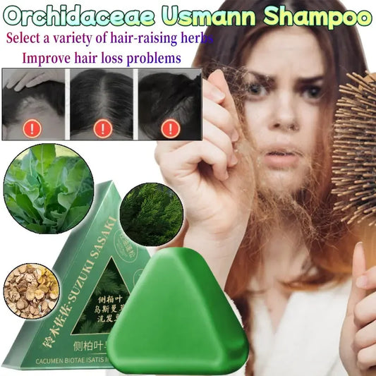 Natural Arborvitae Usman Grass Herbal Shampoo Bar For Hair Growth, Anti Hair Loss Treatment, Oil Control Dandruff Removal Soap