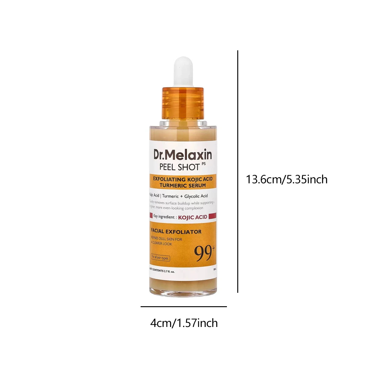 Dr.Melaxin PEEL SHOT EXFOLIATING KOJIC ACID TURMERIC SERUM 80ml, Clear Dullness, Purify Pores, Korean Cosmetics, Korean Skincare