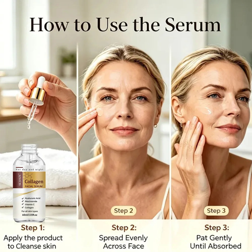 SEYHZE Collagen Facial Serum, Korean Skincare, Contains Collagen, Ceramides, Aloe Vera + Centella Asiatica, Brightens Skin Barri