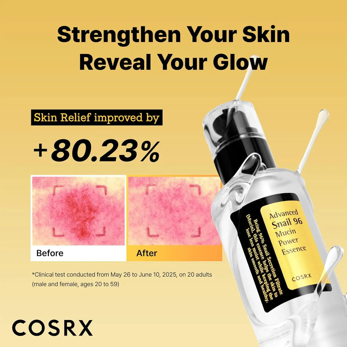 COSRX Snail Mucin 96 Power Repairing Essence 100ml, Quick Absorption, Mild Formula, Korean Cosmetics, Korean Skincare