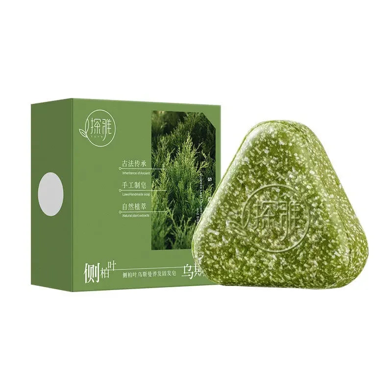 Natural Arborvitae Usman Grass Herbal Shampoo Bar For Hair Growth, Anti Hair Loss Treatment, Oil Control Dandruff Removal Soap