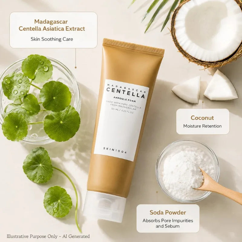 Korean Skincare Centella Ampoule Foam,Face Cleanser & Moisturizing Deep Cleansing,Gentle Daily Cleanser for Soft Skin 125ml