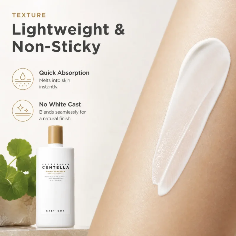 Korean Centella Air-fit Sun Cream,Tea‑Trica Sunscreen Milk and Poremizing Velvet Finish Sun Cream Face Anti-aging Skincare 50ml