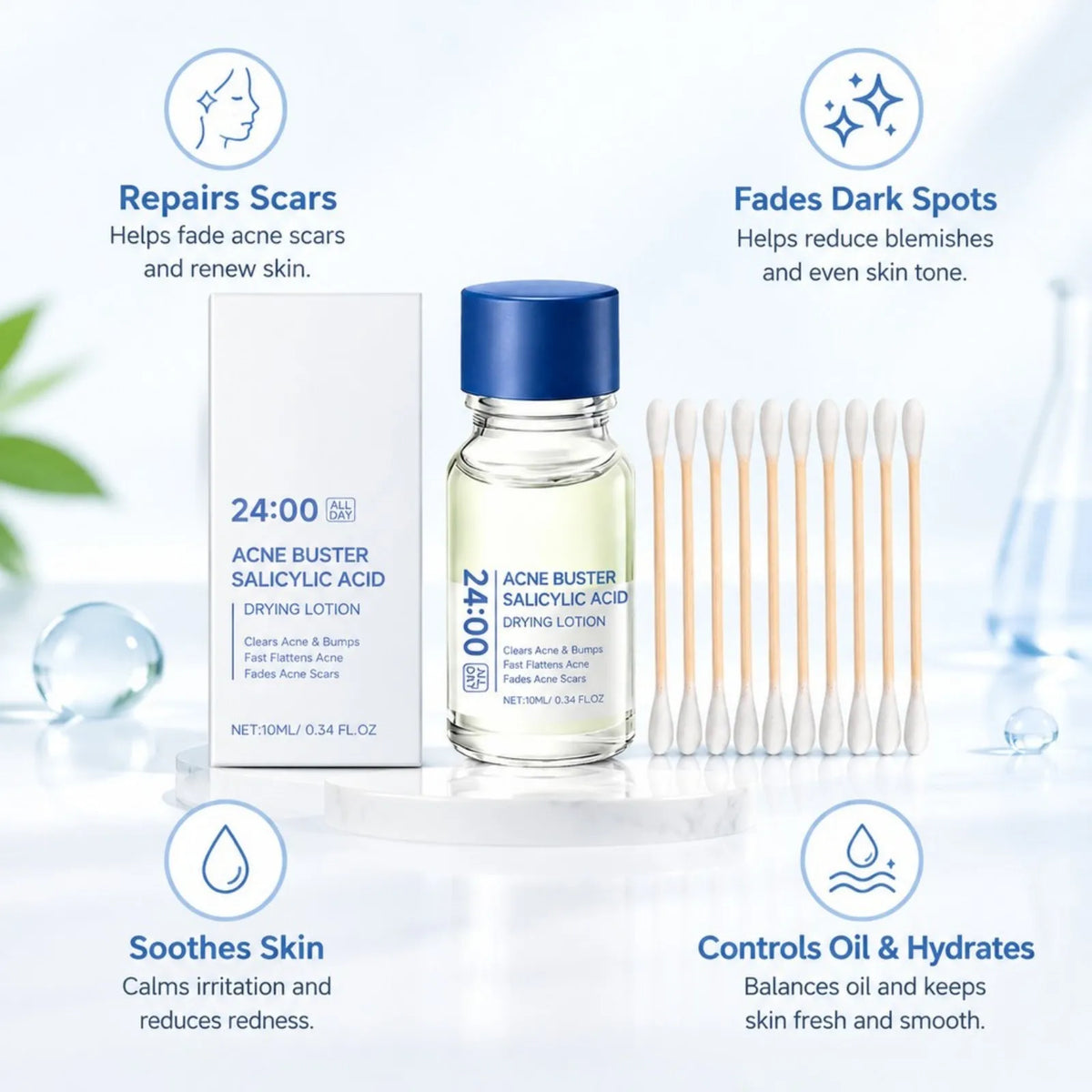 Salicylic Acid Acne Treatment Serum Moisturizing Oil Control Spot Corrector Pimple Relief Fades Acne Mark Facial Skin Care Serum